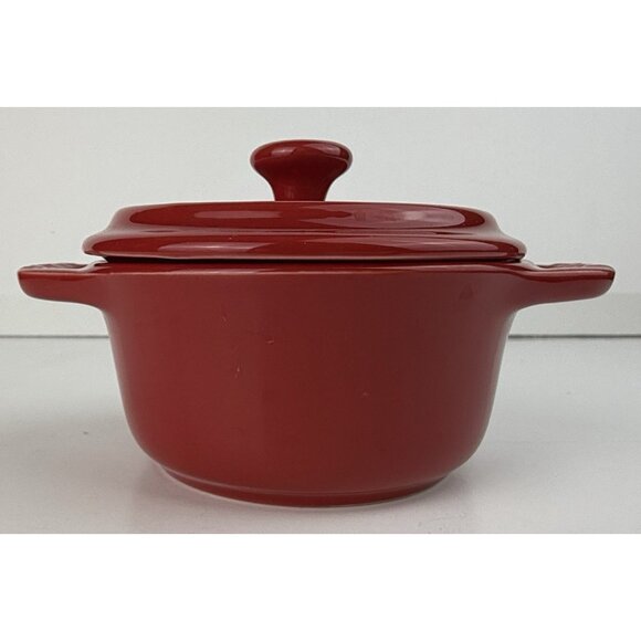 STAUB Ramekin Red Ceramic Casserole Mini Dish w/Lid La Cocotte Kitchen Cookware - Picture 3 of 7